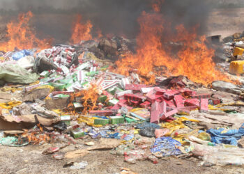 Tamba : [Vidéo] Des produits contrefaits (Cigarettes) et impropres à la consommation, incinérés